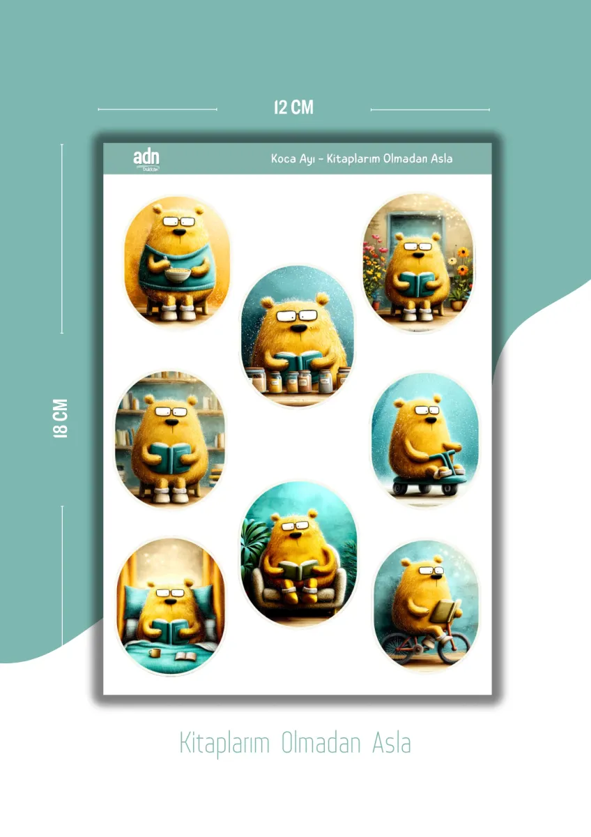 Koca Ayı Kitaplarım Olmadan Asla Sticker Seti | ADN Dükkan & ADN Paper ...